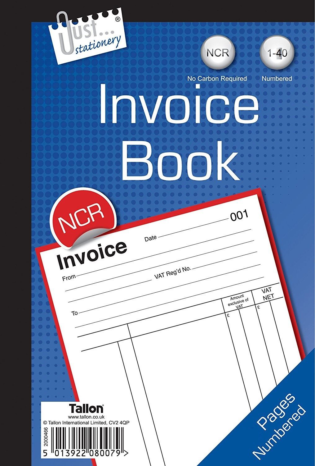 JUST STATIONERY INVICE BOOK 40 PAGES. 8007 \\\8007