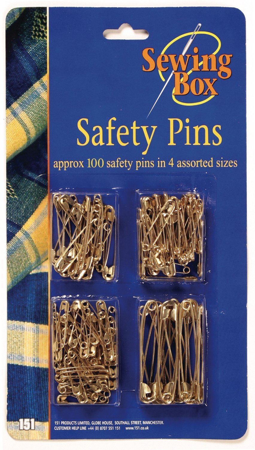 SEWING BOX - SAFETY PINS - 100 PACK - GOLD. AR023 \\\803190FANCY