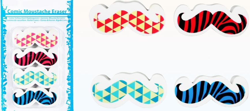 SET OF 4 COMIC MOUSTACHE ERASER VINTAGE. 804035 \\\804035