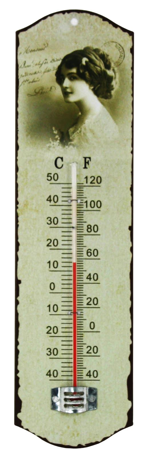 VINTAGE METAL THERMOMETER NOSTALGIC LADY. 810636 \\\810636