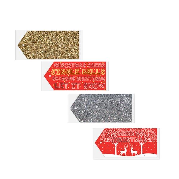 20 LUGGAGE STYLE CHRISTMAS TAGS  GLITTER RED GOLD. 8232 \\\8232