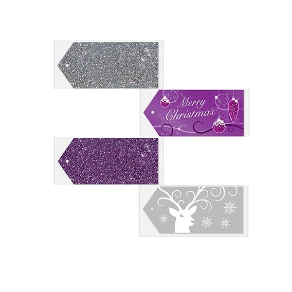 20 LUGGAGE STYLE CHRISTMAS TAGS GLITTER PURPLE. 8233 \\\8233