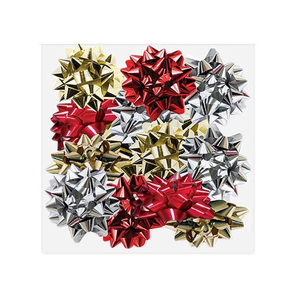 12 LUXURY LARGE METALLIC FOIL GIFT BOWS RED GOLD SILVER CHRISTMAS PRESENT DECORATION CRAFT. 8340 \\\8340