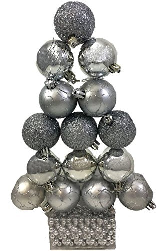 16 PIECE TREE DECORATION SET SILVER COLOURS 8387. 8387SILVER \\\8387S