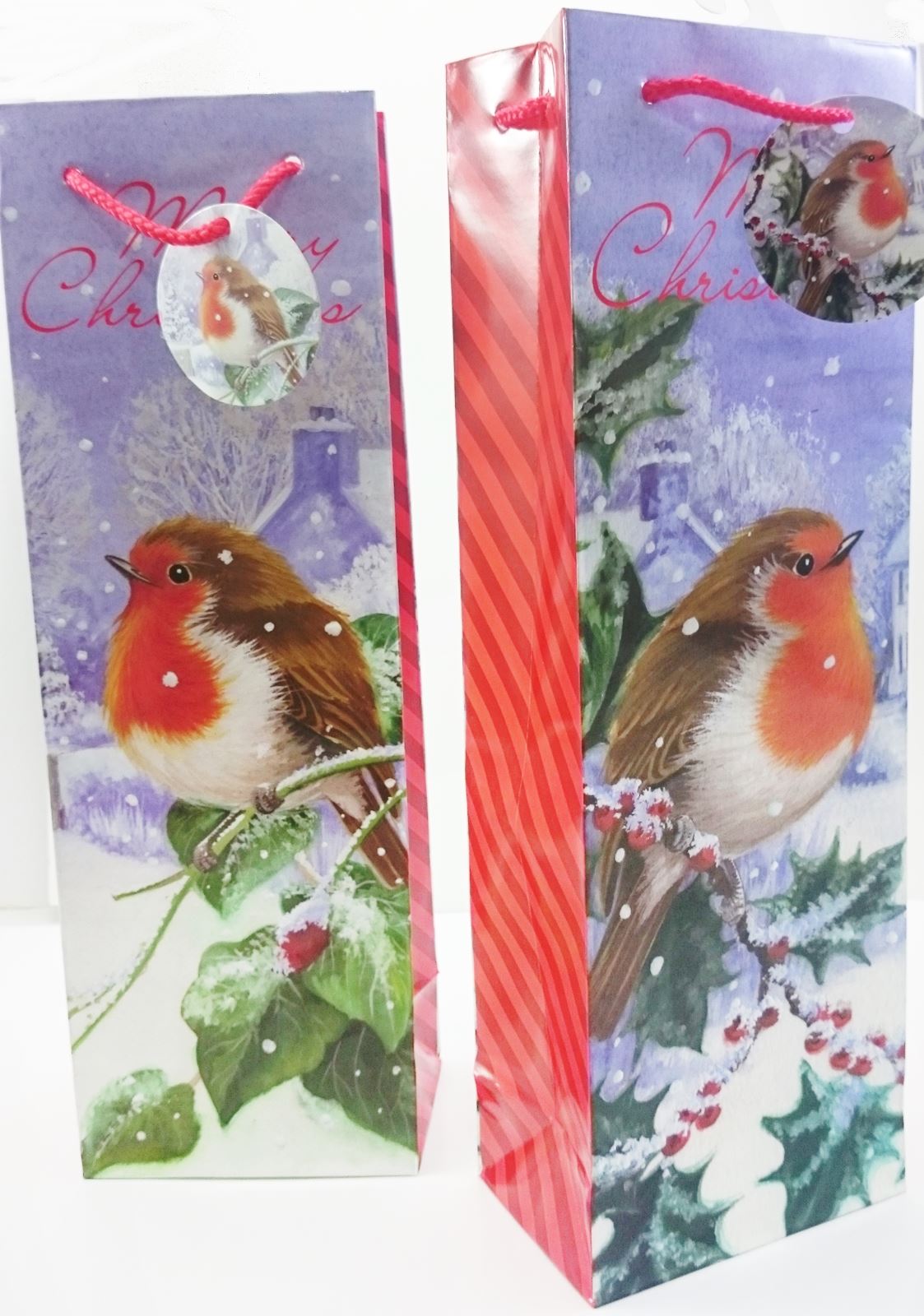 BOTTLE GIFT BAG CHRISTMAS ROBIN. 8668 \\\8668