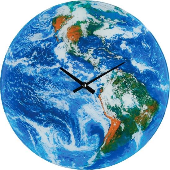 GLASS WALL CLOCK EARTH 35CM. 793091