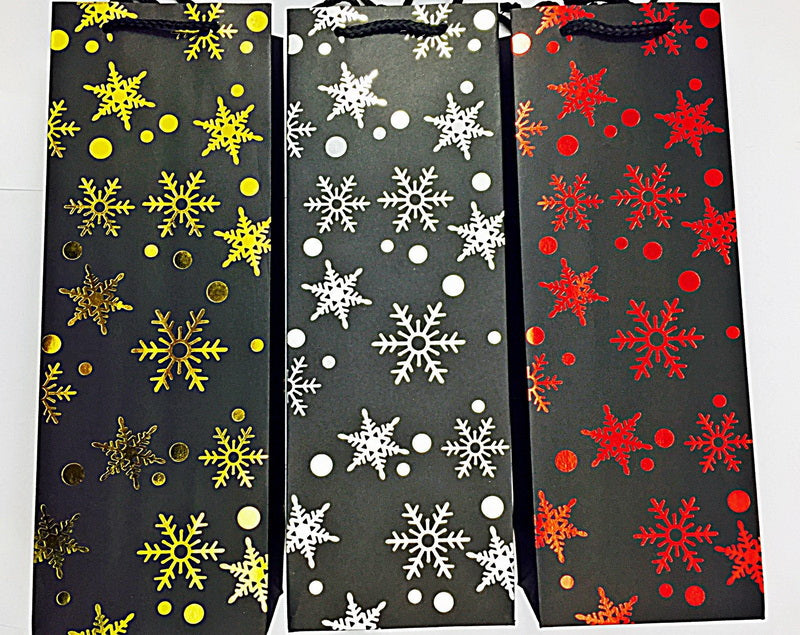 DELUXE BLACK WINE BOTTLE GIFT BAG - 3 PACK STAR. 8910STAR \\\8910STAR