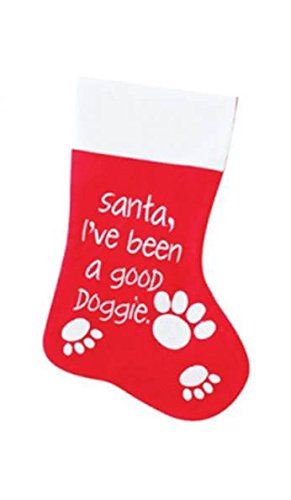 CHRISTMAS / XMAS DOG RED WHITE STOCKING WITH MESSAGE - I HAVE BEEN A GOOD DOGGIE  WITH PAWS  9550. 8938SANTA \\\8938SANTA