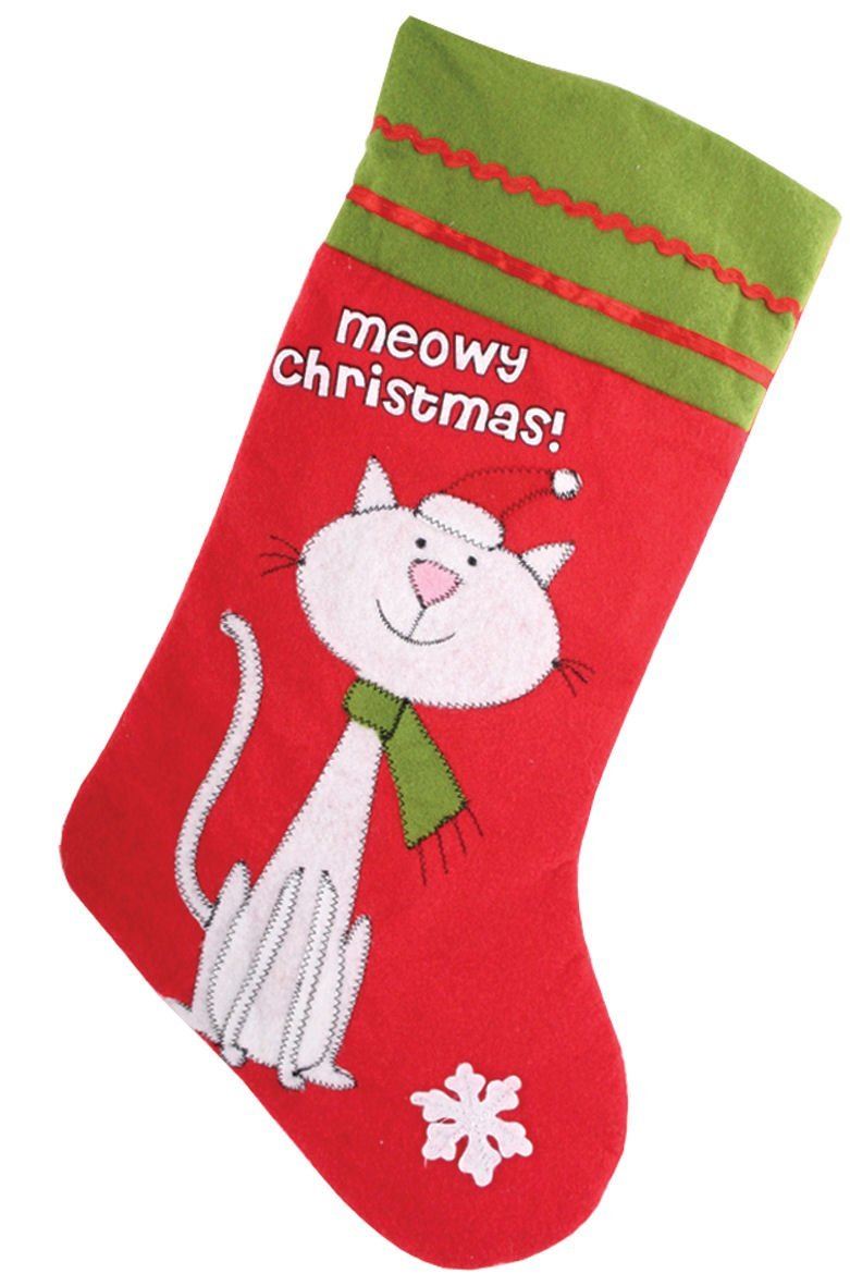 MEOWY CHRISTMAS CAT PET CHRISTMAS STOCKING 9536. 8939GREEN \\\8939GREEN