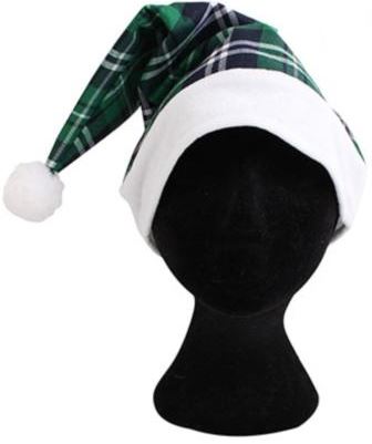 CHRISTMAS GREEN TARTAN SANTA HAT. 8962GREEN \\\8962GREEN