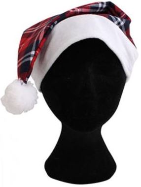 CHRISTMAS RED TARTAN SANTA HAT. 8962RED \\\8962RED