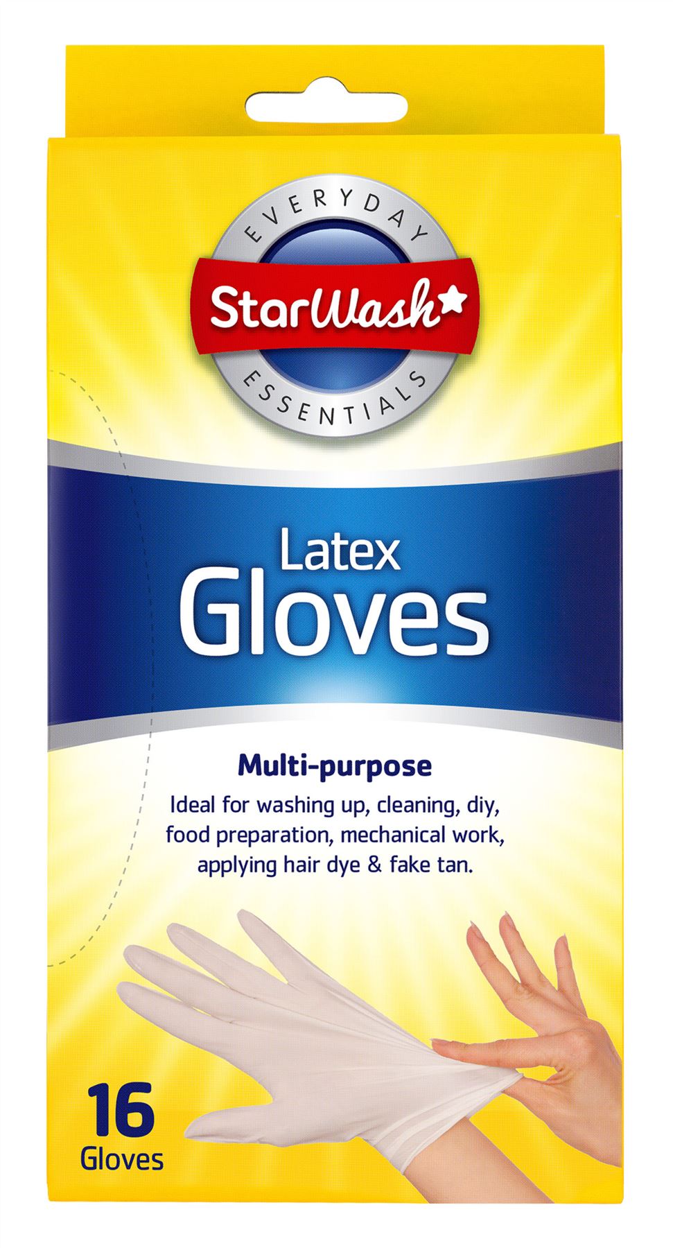 STARWASH LATEX GLOVES MULTIPURPOSE SMALL PACK OF 16. Z2251