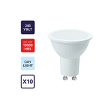 10 X MAXIM 5W=50W GU10 LED LIGHT BULB DAY LIGHT PEARL. 50MLGU10D5X10