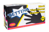 BETTINA BLACK POWDER FREE VINYL GLOVES 100/PK - SMALL. B411S