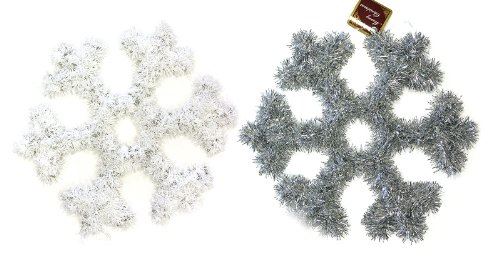 3D TINSEL CHRISTMAS XMAS SNOWFLAKE WALL PLAQUE DECORATION 2 PER PACK. 9015 \\\9015