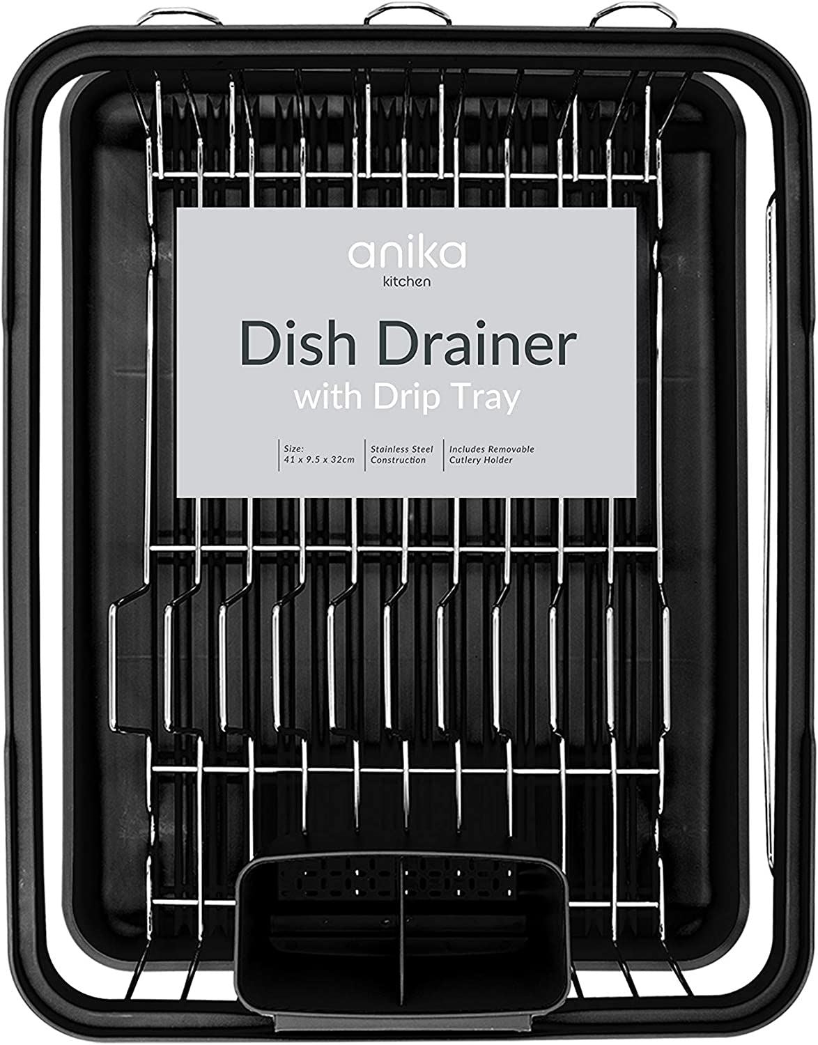 ANIKA KITCHEN DISH DRAINER RACK 41 X 32 X 9.5CM - BLACK. BML69049