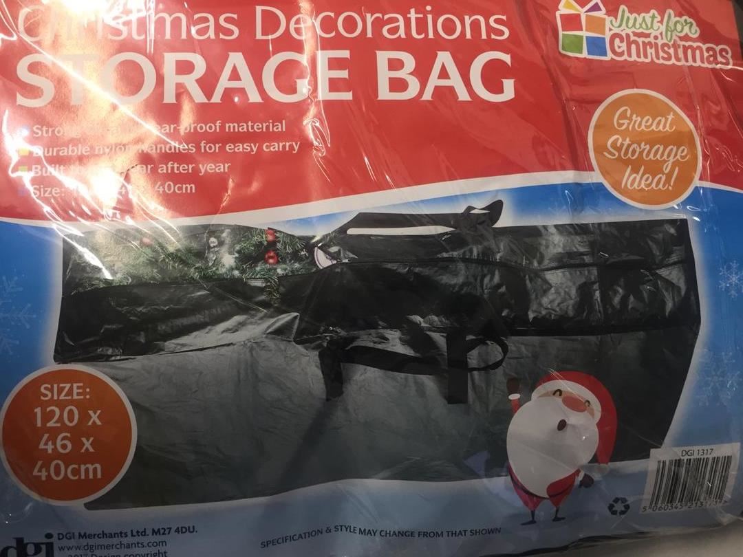 CHRISTMAS DECORATIONS STORAGE BAG 120CM X 46CM X 40CM. DGI1317