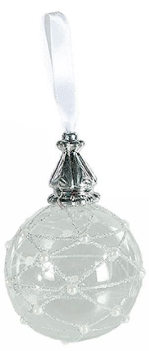 GLASS CHRISTMAS BAUBLE ANTIC FINISH WITH GLITTER DECOR. 939030 \\\939030