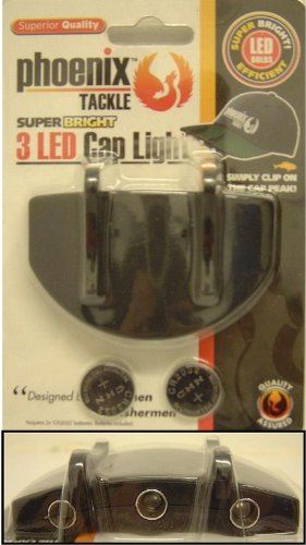 SUPER BRIGHT 3 LED CLIP ON BLACK CAP HAT LIGHT LIGHTS [ELECTRONICS]  096085. 96085 \\\96085