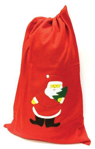FELT GIANT XMAS SANTA SACK 70CM X 49CM WITH STITCHED SANTA. 9613 \\\9613