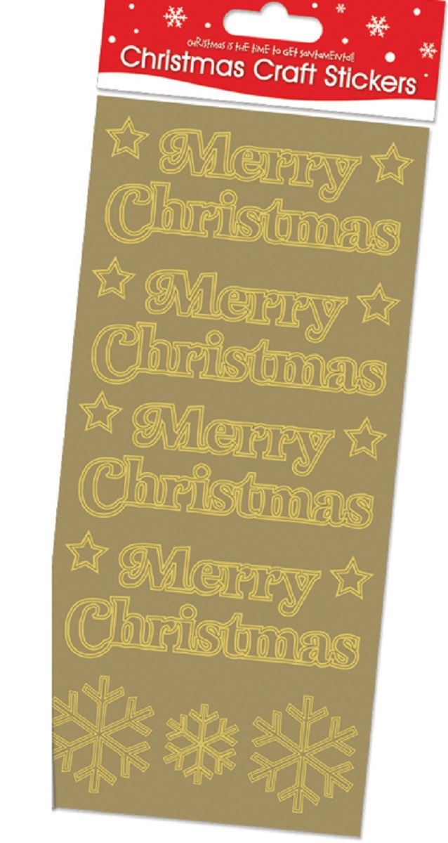 5 X SHEETS MERRY CHRISTMAS XMAS CRAFT STICKERS SILVER OR GOLD CARD MAKING STARS (GOLD). 9624GOLD \\\9624GOLD