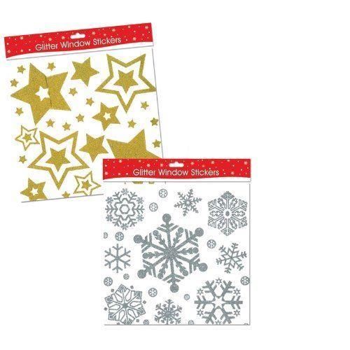 GLITTER CHRISTMAS WINDOW STICKERS SILVER SNOWFLAKE. 9625SILVER \\\9625SILVER