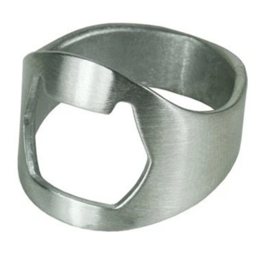 HANDY SILVER CHROME STAINLESS STEEL BAR FINGER BOTTLE OPENER. 79502922