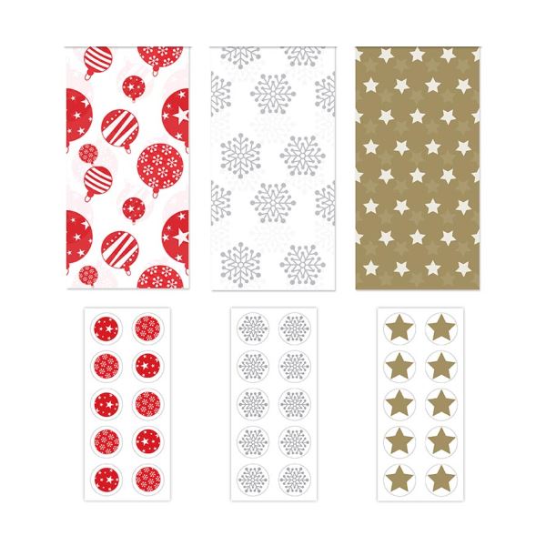 5 SHEETS TISSUE PAPER 10 STICKERS BAUBLES DESIGN. 9682BAUBLES \\\9682BAUBLES