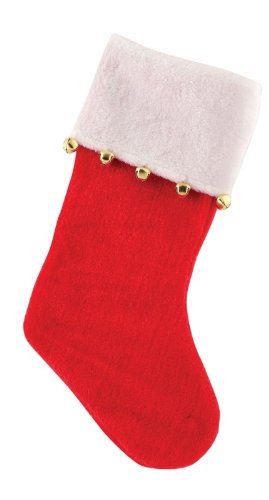 DELUXE VALVET CHRISTMAS / XMAS RED STOCKING - WITH JINGLE BELL. 9690R \\\9690R