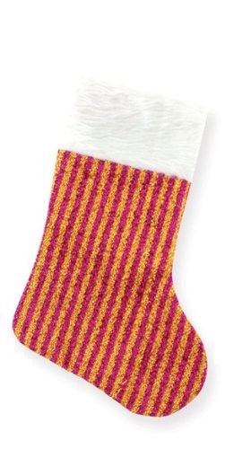 FANCY CHRISTMAS / XMAS GLITTER STRIPS STOCKING - PURPLE GOLD STRIP DESIGN. 9709PG \\\9709PG