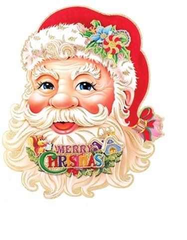 CHRISTMAS 3D GLITTER DECORATION PAPER XMAS ORNAMENTS SANTA CLAUS DOUBLE SIDE  MERRY CHRISTMAS. 9730SF \\\9730SF