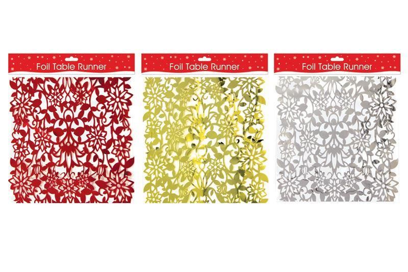 FOIL TABLE RUNNER 2 METER SILVER COLOUR ONLY. 9920SILVER \\\9920SILVER