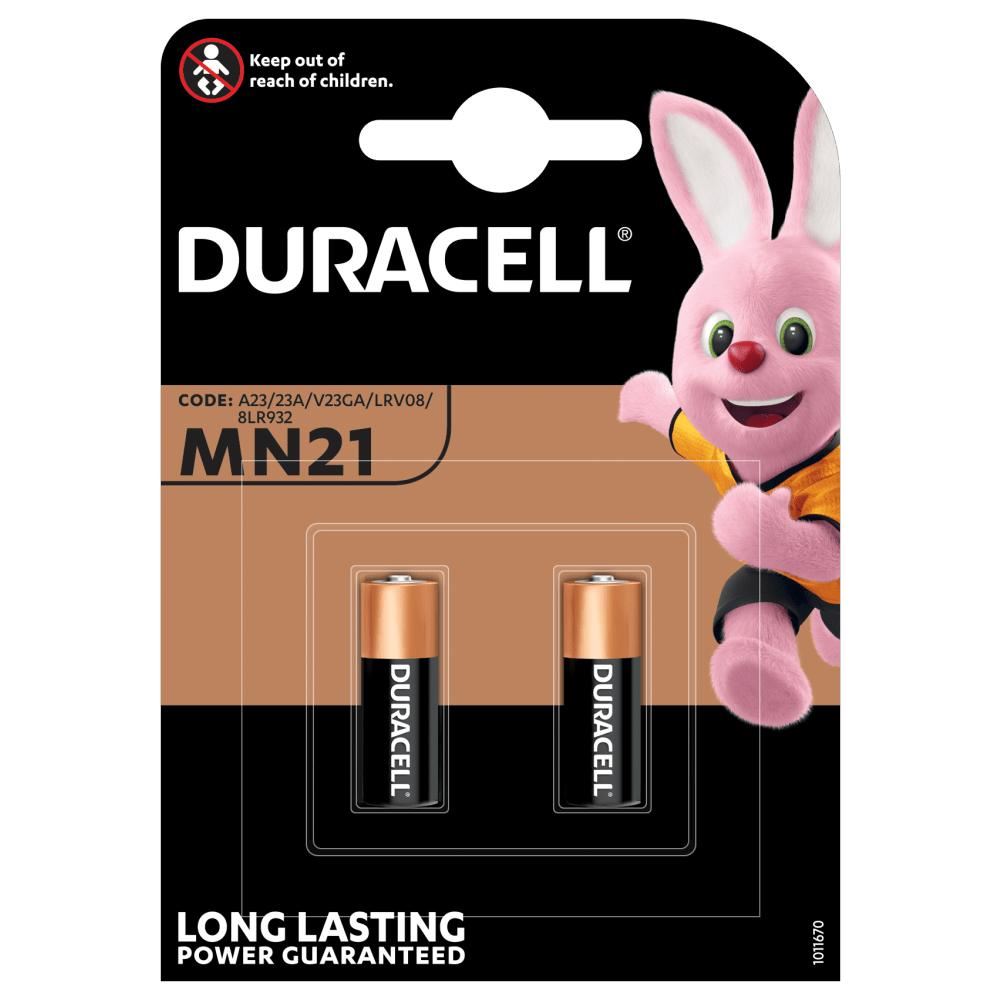 DURACELL LRV08 12V MN21 A23 AG23 8LR932 ALKALINE CELL BATTERY 2/PK. MN21B2