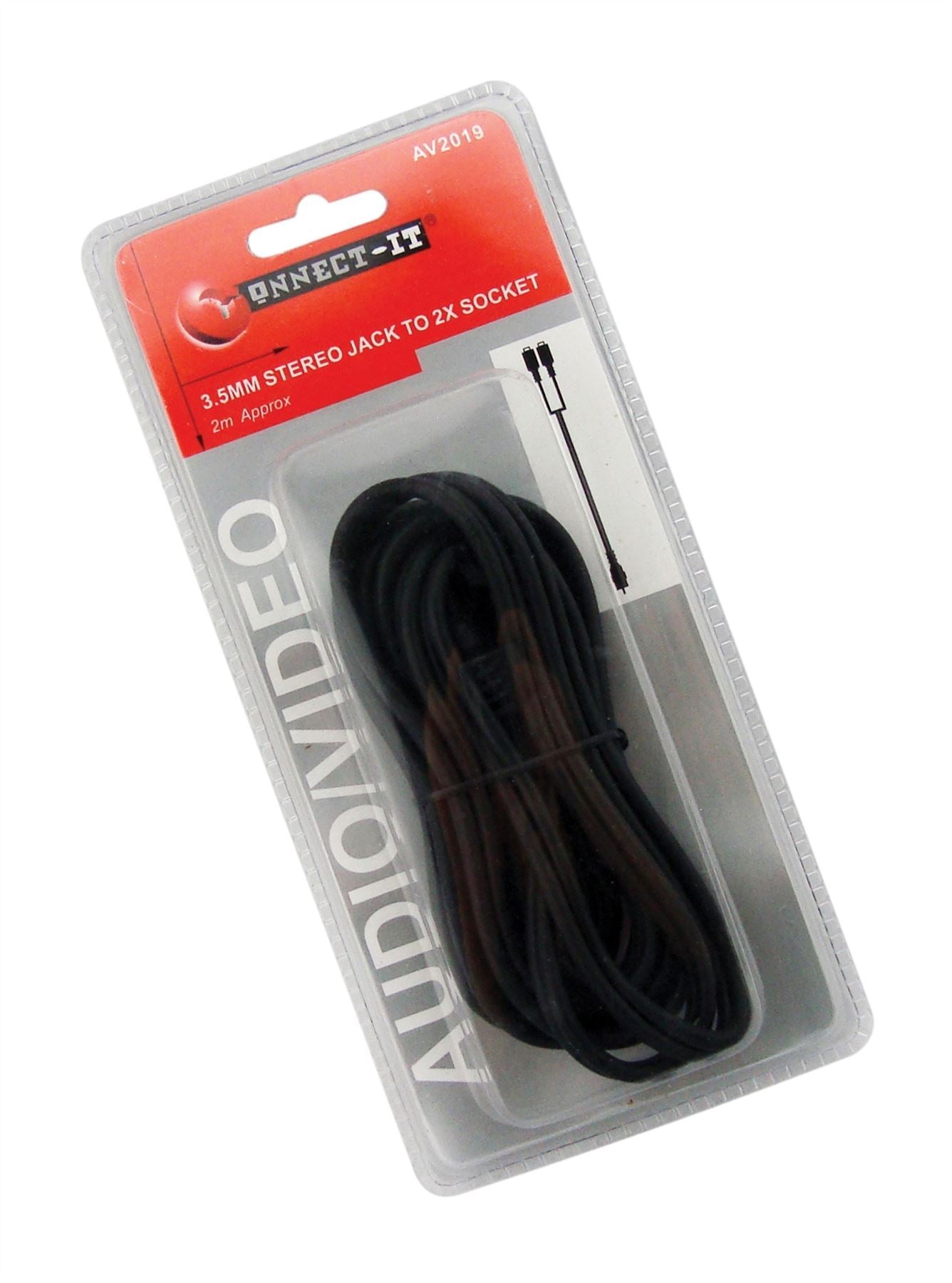 ES STEREO SPLIT CABLE - MALE TO 2 X FEMALE - BLACK - 2 MTRE. AV2019 \\\AV2019