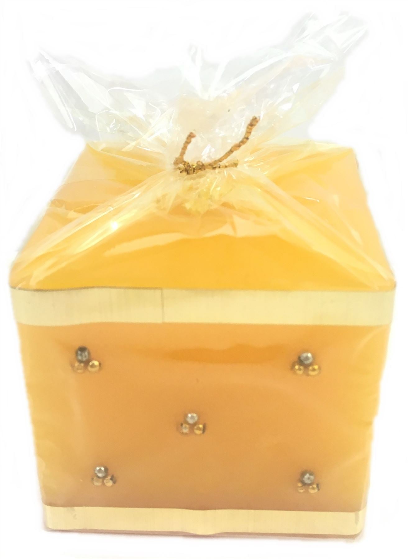 CANDLE YELLOW BEADED SQUARE. BH117 \\\BH117