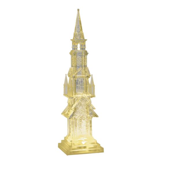 BATTERY OPERATED WARM WHITE WATER GLITTER CHURCH ORNAMENT 45CM. BML70580 \\\BML70580