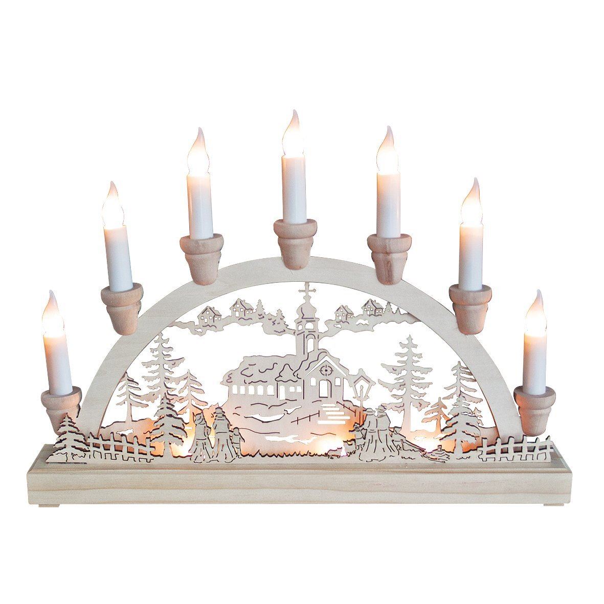 10 LED BATTERY OPERATED WOODEN 7 CANDLE BRIDGE LIGHT. BML70780 \\\BML70780