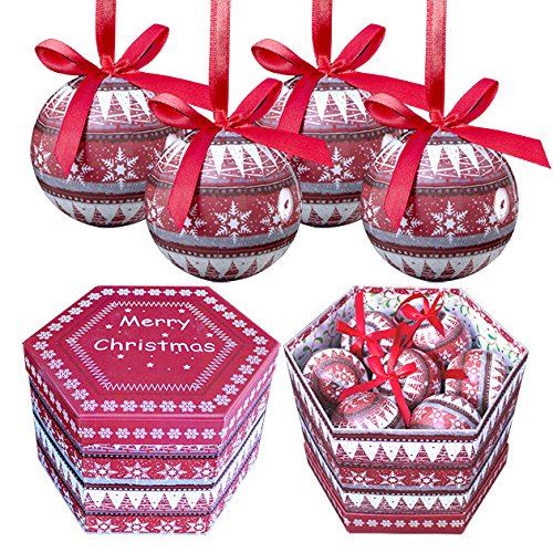 14 DECOUPAGE CHRISTMAS NORDIC DESIGN RED WHITE BAUBLES IN BOX. BML73750 \\\BML73750
