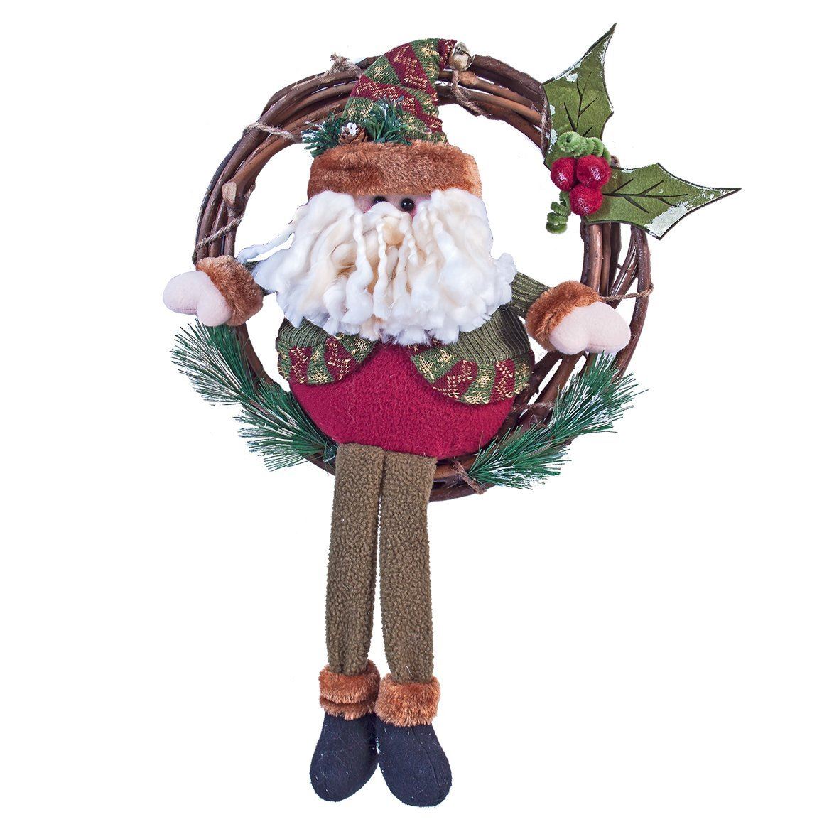 THE CHRISTMAS WORKSHOP 81490 RUSTIC WREATH WITH SEATED SANTA CLAUS. BML81490 \\\BML81490