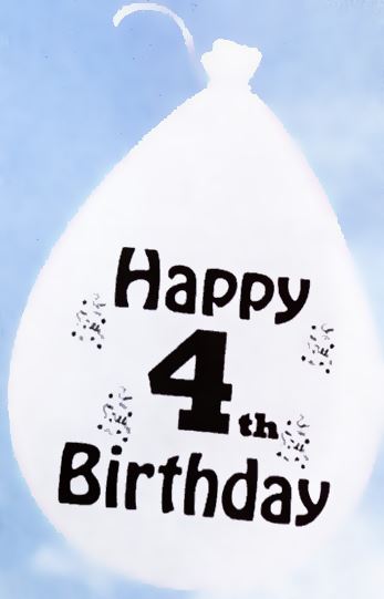 10 HAPPY 4TH BIRTHDAY MULTICOLOUR BALLOONS. BO104 \\\BO104