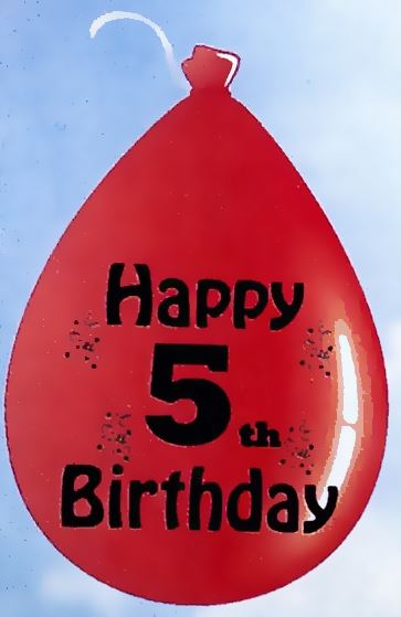 10 HAPPY 5TH BIRTHDAY MULTICOLOUR BALLOONS. BO105 \\\BO105