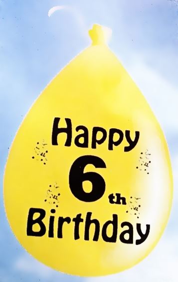 10 HAPPY 6TH BIRTHDAY MULTICOLOUR BALLOONS. BO106 \\\BO106