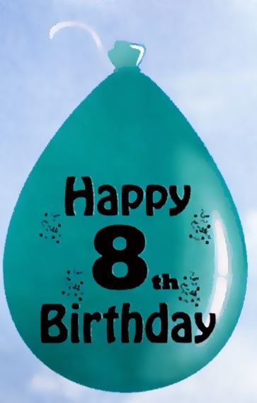 10 HAPPY 8TH BIRTHDAY MULTICOLOUR BALLOONS. BO108 \\\BO108