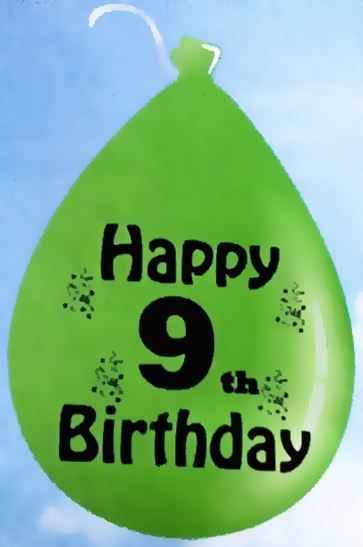 10 HAPPY 9TH BIRTHDAY MULTICOLOUR BALLOONS. BO109 \\\BO109