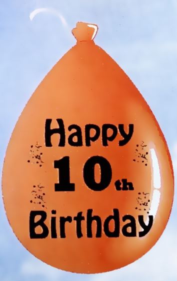 10 HAPPY 10TH BIRTHDAY MULTICOLOUR BALLOONS. BO110 \\\BO110