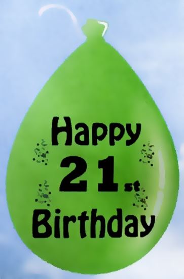 10 HAPPY 21ST BIRTHDAY MULTICOLOUR BALLOONS. BO121 \\\BO121