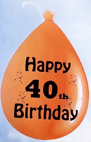 10 HAPPY 40TH BIRTHDAY MULTICOLOUR BALLOONS. BO140 \\\BO140