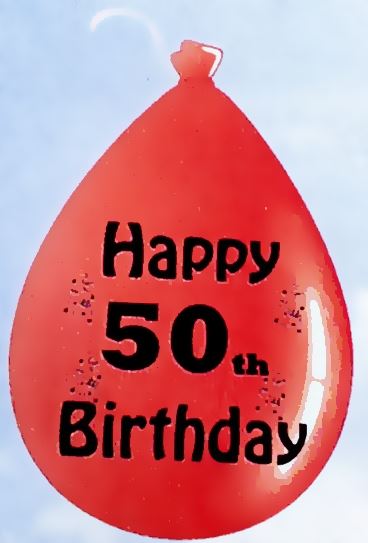 10 HAPPY 50TH BIRTHDAY MULTICOLOUR BALLOONS. BO150 \\\BO150