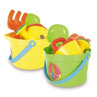ROUND BEACH BUCKET 9 PIECES SET - SAND HEAD DESIGN. BU1175 \\\BU1175