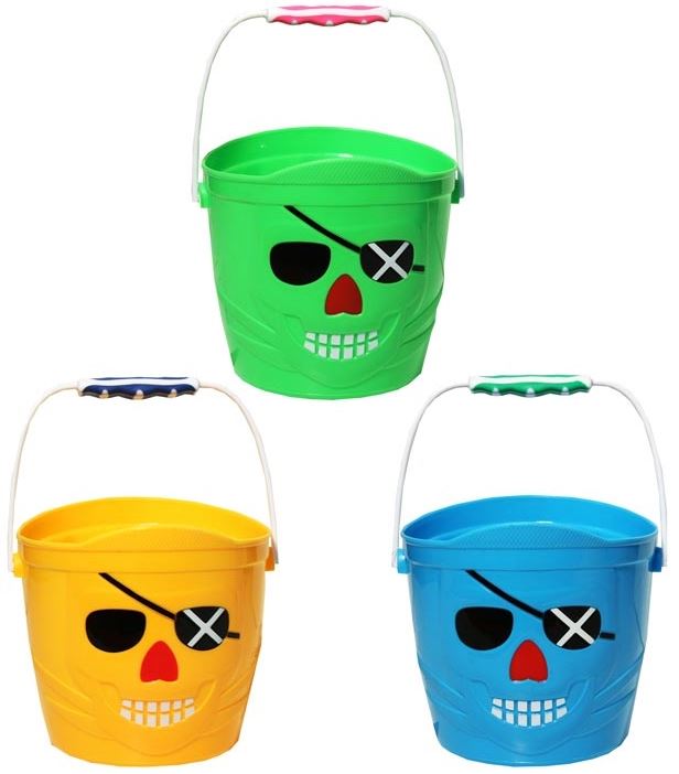 ASSORTED COLOUR SMALL PIRATE BEACH BUCKET. BU1245 \\\BU1245